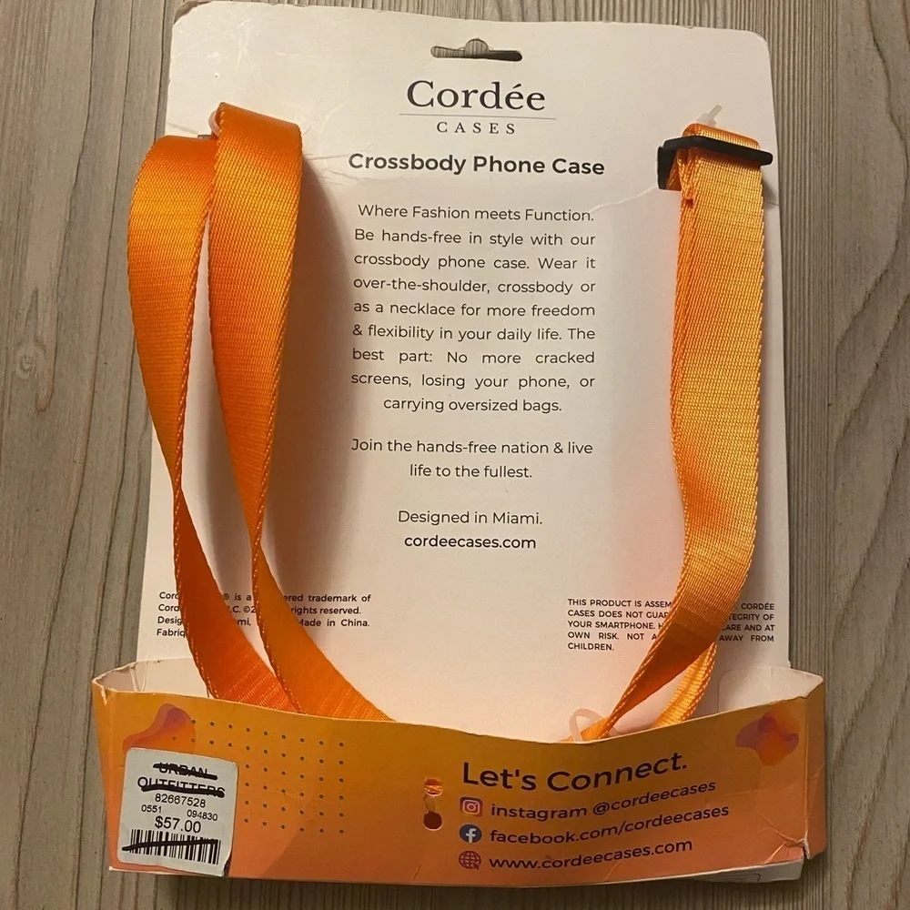 Cordée Crossbody IPHONE Case Orange iPhone Case & Lanyard Set NIB